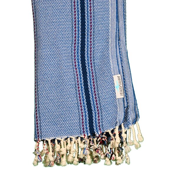 Salt Rag Beach Towel - "Blue Shoreline Rag" [Sand Free Turkish Beach Towel] - Picture 3 of 4